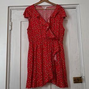 Flirty, Ruffled Cherry Wrap Dress XL